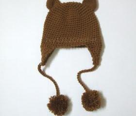 Kitty Ear Flap Hat - Handmade Winter Crochet Cat Hat for Children and Women - 5 colors