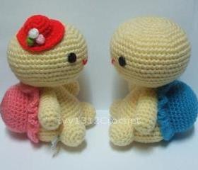 Turtle Couple - Finished Handmade Amigurumi crochet doll Valentine gift Baby shower gift (Price for each item)