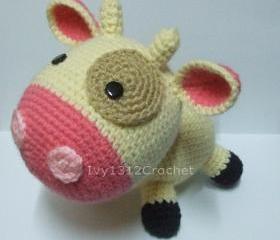 Sweet Cow - Finished Amigurumi Handmade crochet doll Home decor birthday gift Baby shower toy