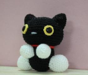 Black Cat - Finished Handmade Amigurumi crochet doll Home decor birthday gift Baby shower toy