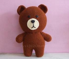 Brown Bear - Handmade Amigurumi crochet Teddy bear Home decor birthday gift Baby shower toy