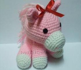 Ribbon Horse 5.9' - Handmade Amigurumi crochet doll Home decor birthday gift Baby shower toy