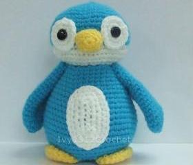Blue Penguin 6.9' - Finished Handmade Amigurumi crochet doll Home decor birthday Baby shower gift