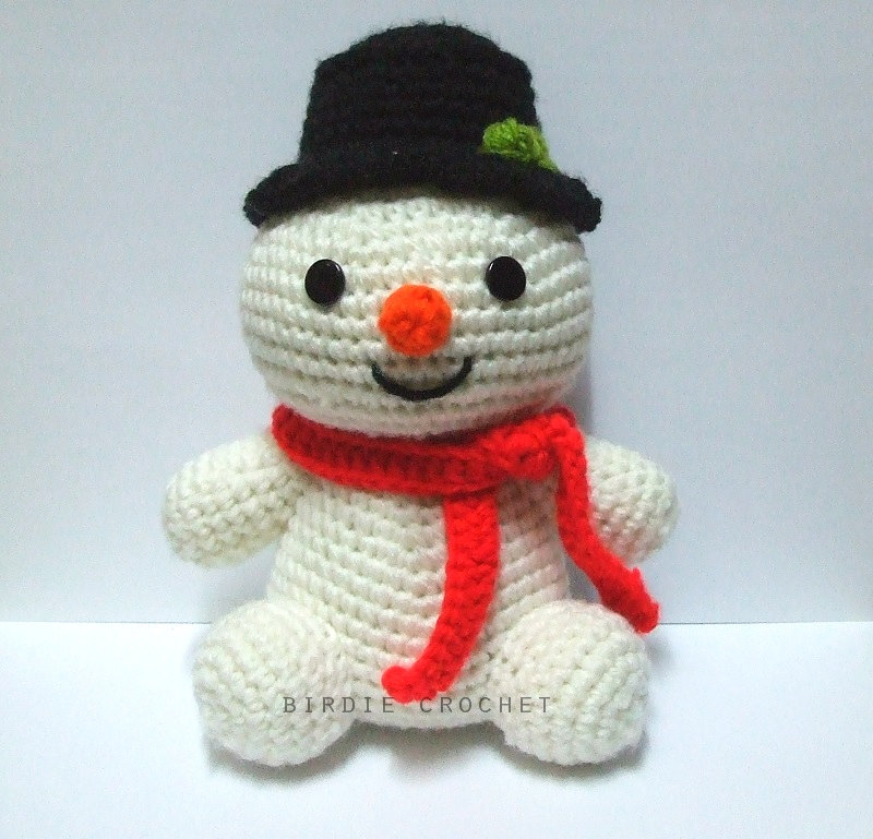 Snowman 7.08" - Handmade Amigurumi Crochet Doll Home Decor 